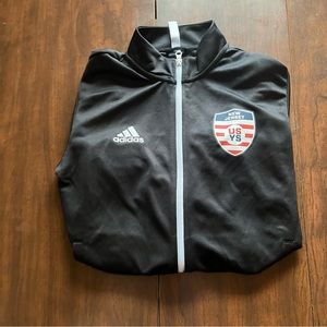 Adidas Adult Small New Jersey US Youth Soccer Black Full Zip Sporty Track Jacket